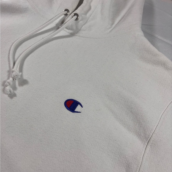 Vintage Champion Reverse Weave Hoodie Large Reverse Weave Lightly Stained White - Picture 1 of 13